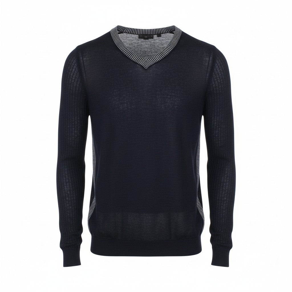 RICHMOND  Men Sweatshirt 50 Navy Pure Cotton Long Sleeved V-neck Pull On
