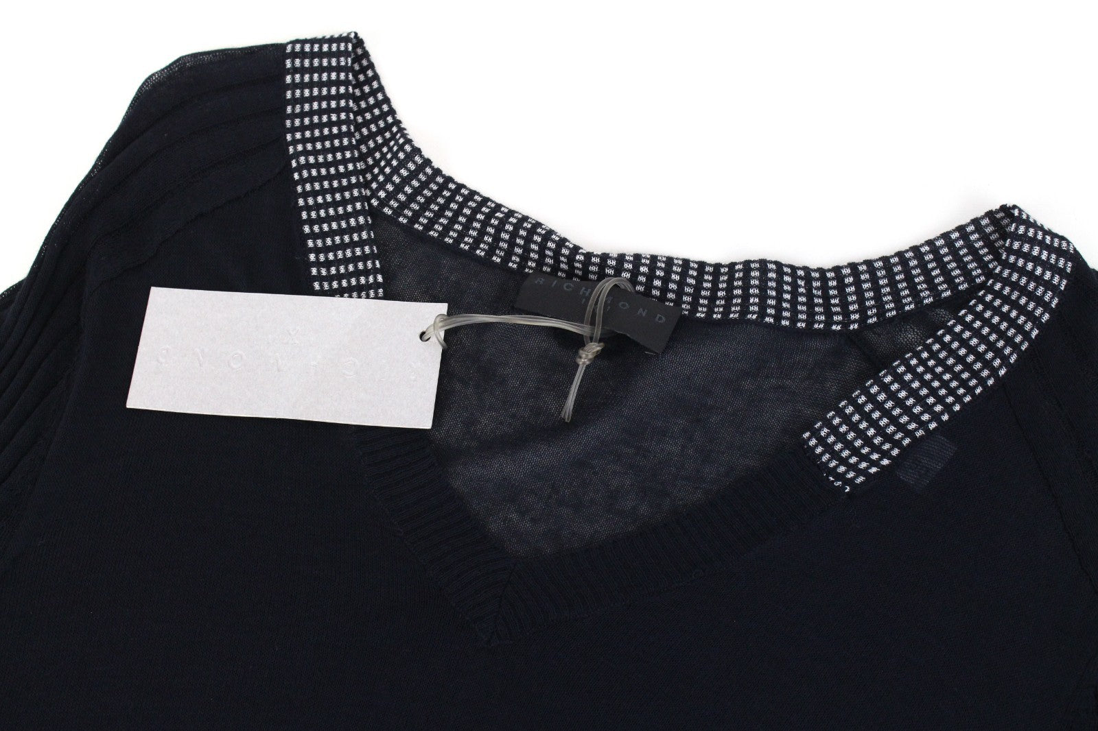 RICHMOND  Men Sweatshirt 50 Navy Pure Cotton Long Sleeved V-neck Pull On