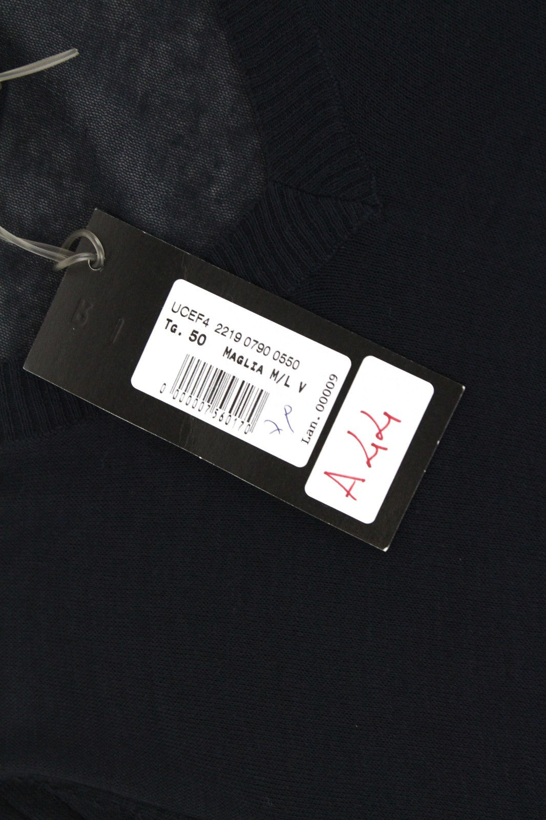 RICHMOND  Men Sweatshirt 50 Navy Pure Cotton Long Sleeved V-neck Pull On