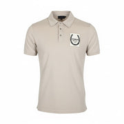 RICHMOND  Men T-Shirt L Beige Pure Cotton Short Sleeved Logo Collared Polo
