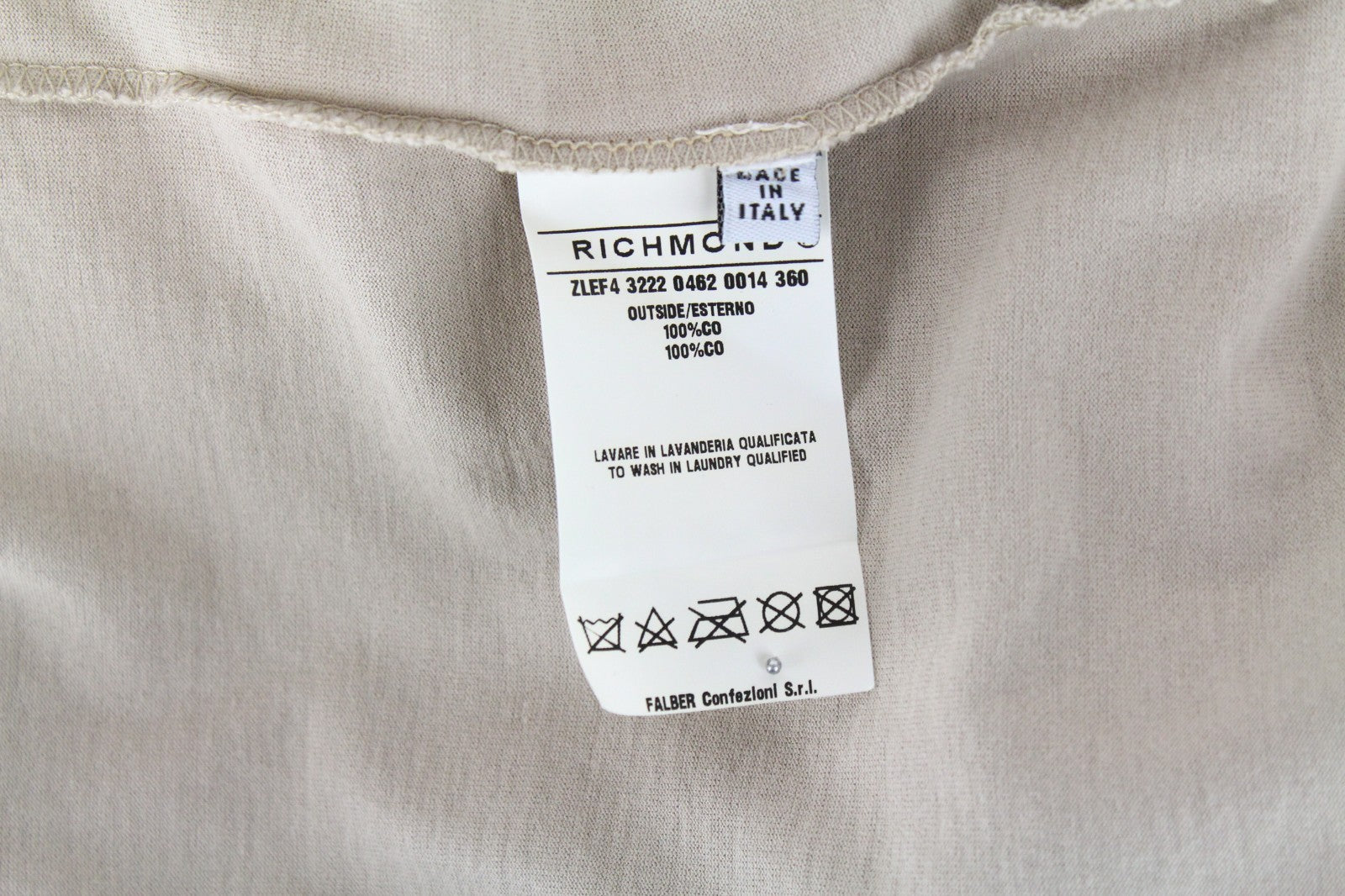 RICHMOND  Men T-Shirt L Beige Pure Cotton Short Sleeved Logo Collared Polo
