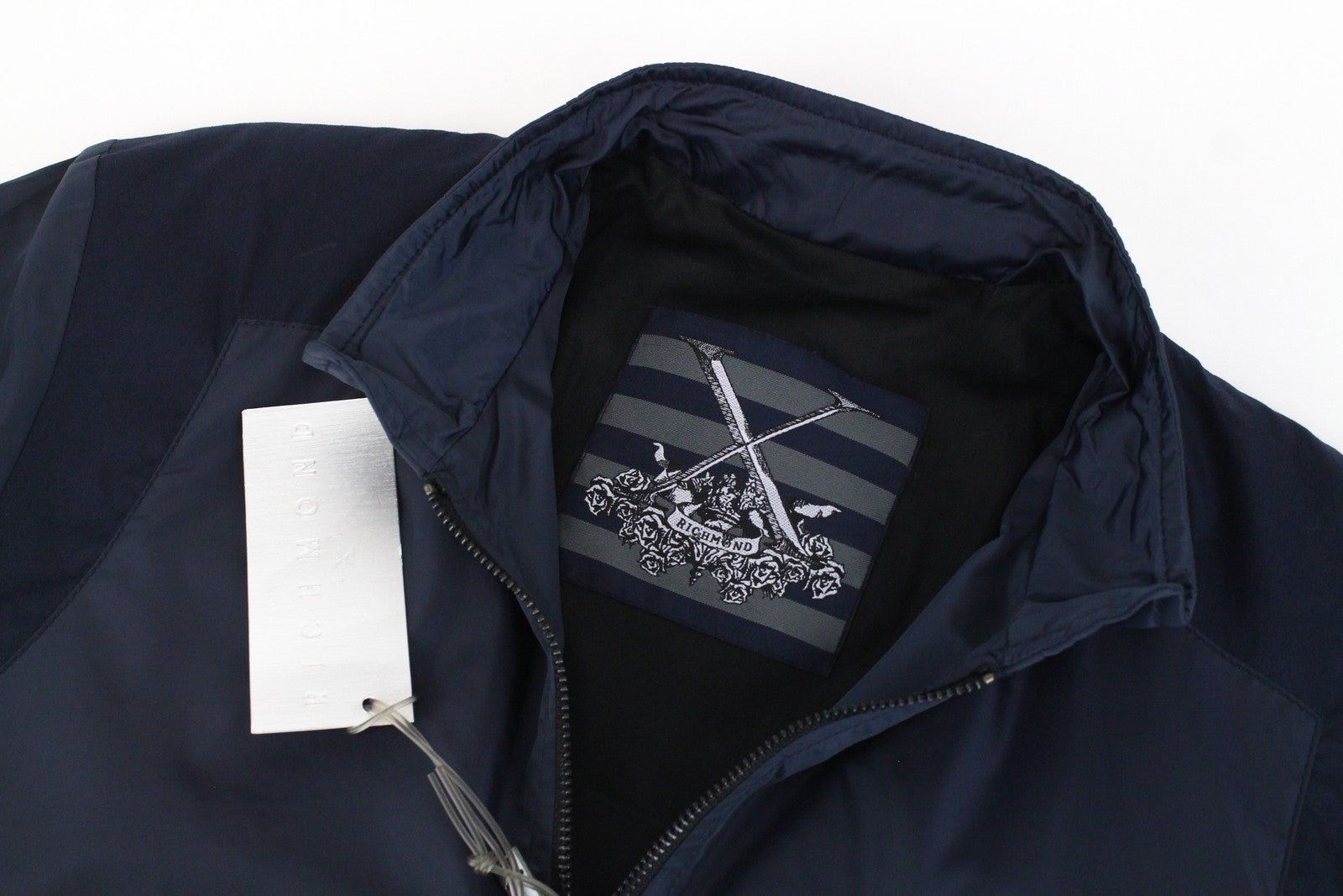 RICHMOND  Men Jacket 48 Navy Lightweight Long Sleeved Logo Zipped Casual