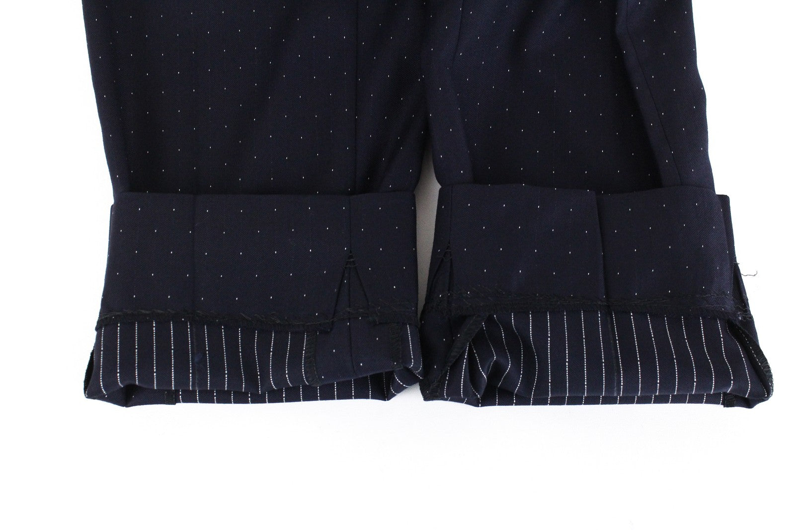 SUISTUDIO Grey Women Trousers UK8 Navy Pure Wool Dot Patterned Pleated Formal