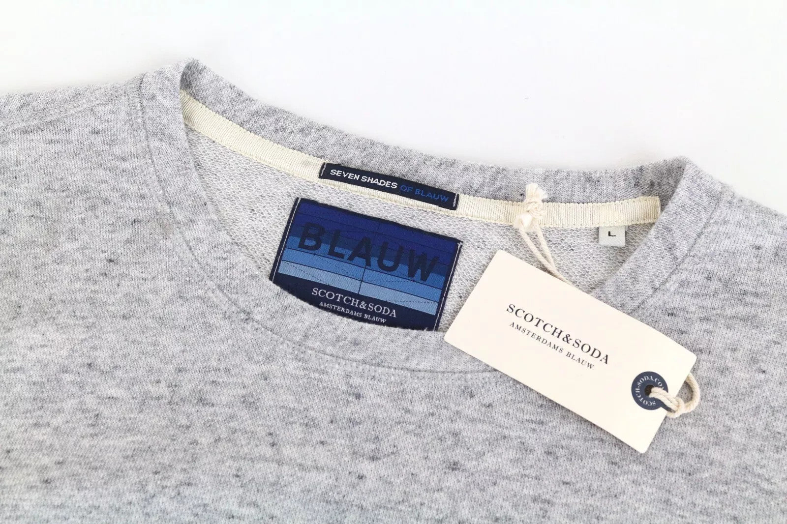 SCOTCH & SODA Ams Blauw Men Sweatshirt L Grey Cotton Blend Pocketed Long Sleeve