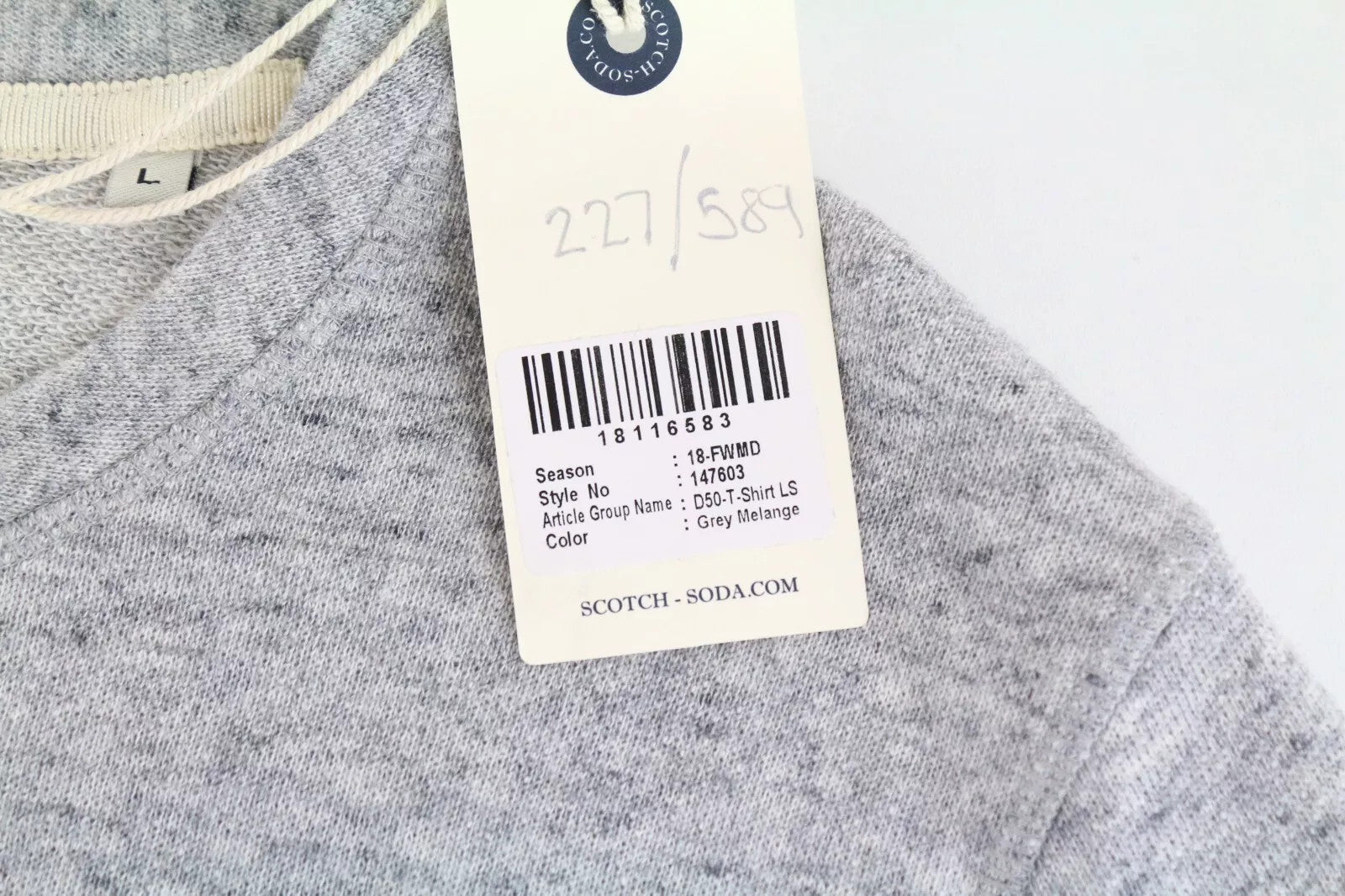 SCOTCH & SODA Ams Blauw Men Sweatshirt L Grey Cotton Blend Pocketed Long Sleeve