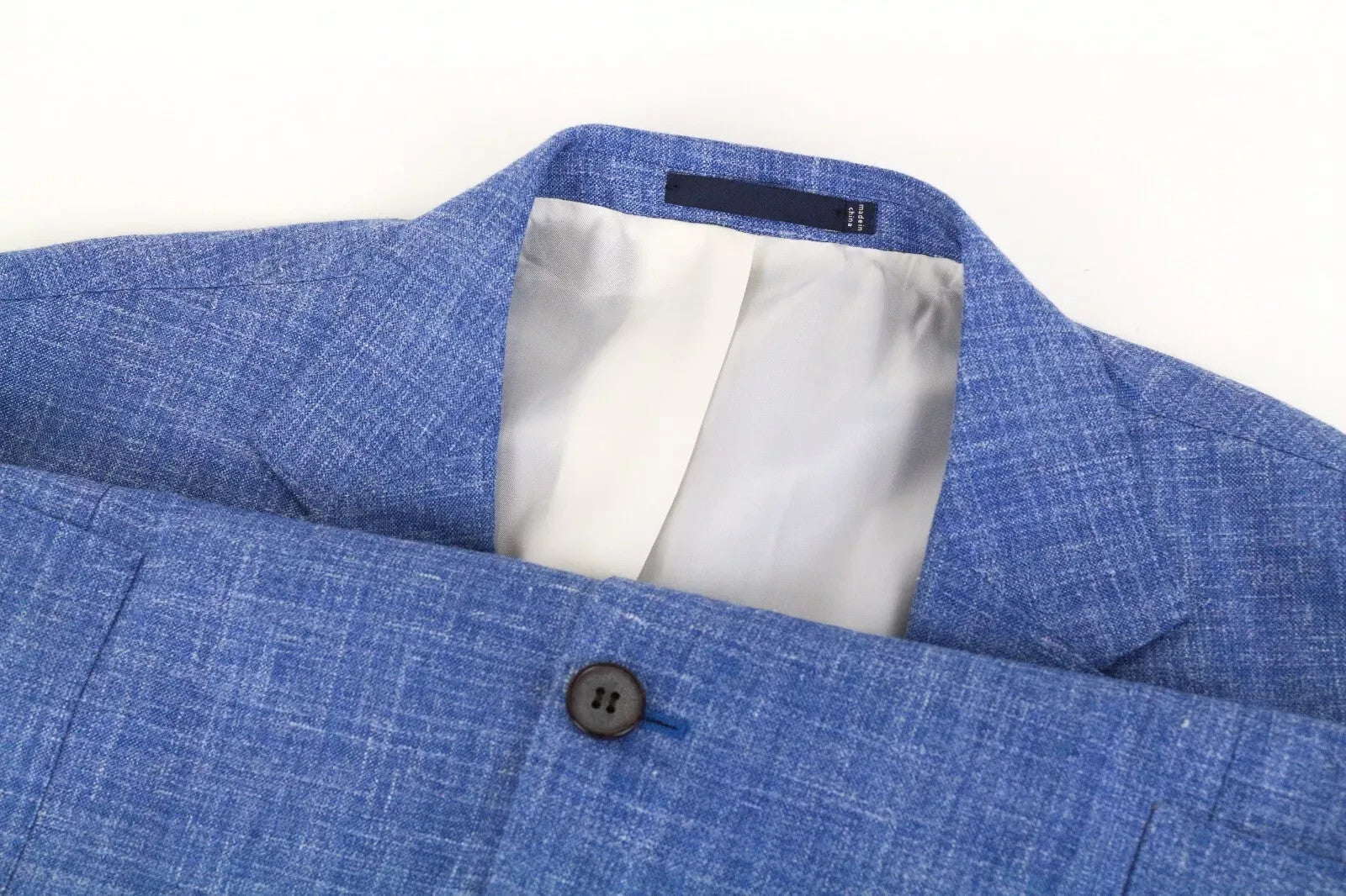 SUITSUPPLY Havana Men Blazer UK50S Blue Wool Silk Linen Classic Single-Breasted