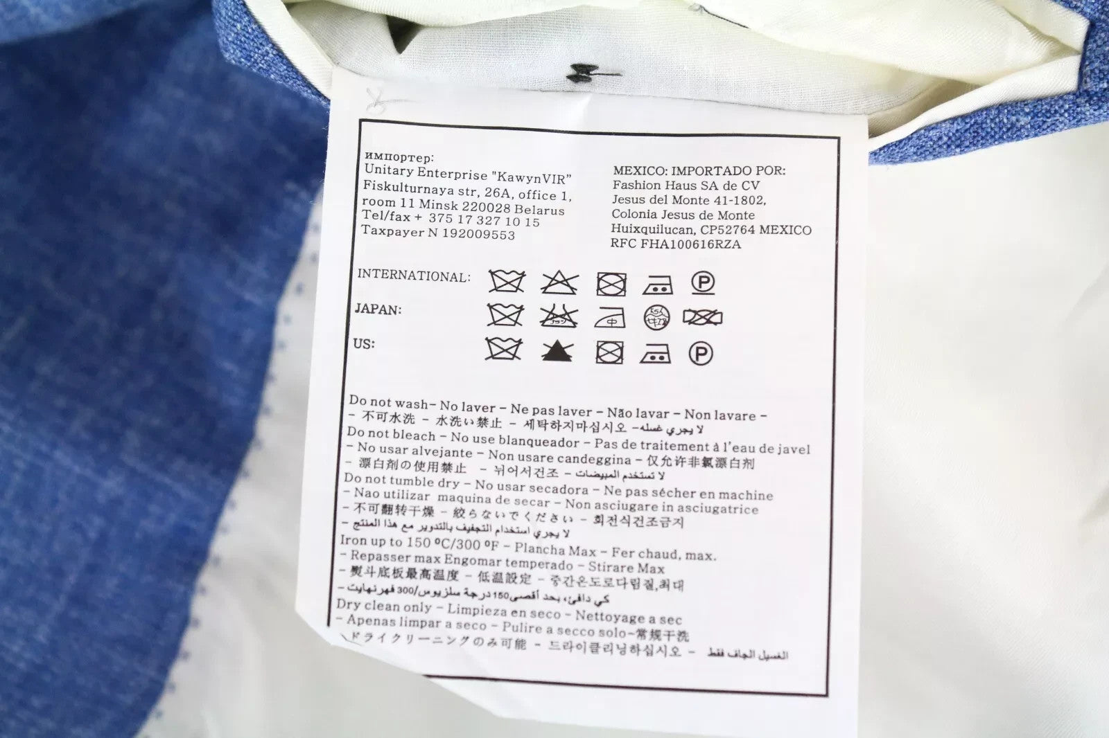 SUITSUPPLY Havana Men Blazer UK50S Blue Wool Silk Linen Classic Single-Breasted