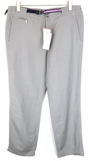 RICHMOND  Men Trousers 54 Flat Front Grey Linen Blend Belted Casual