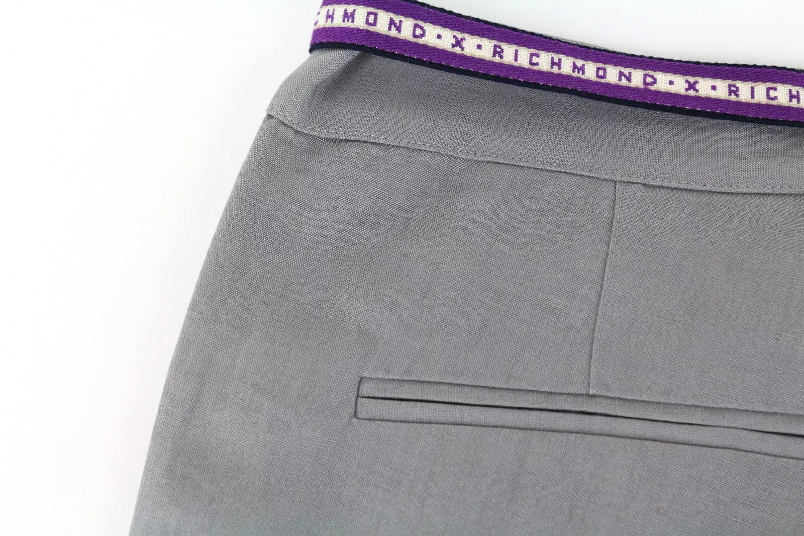 RICHMOND  Men Trousers 54 Flat Front Grey Linen Blend Belted Casual