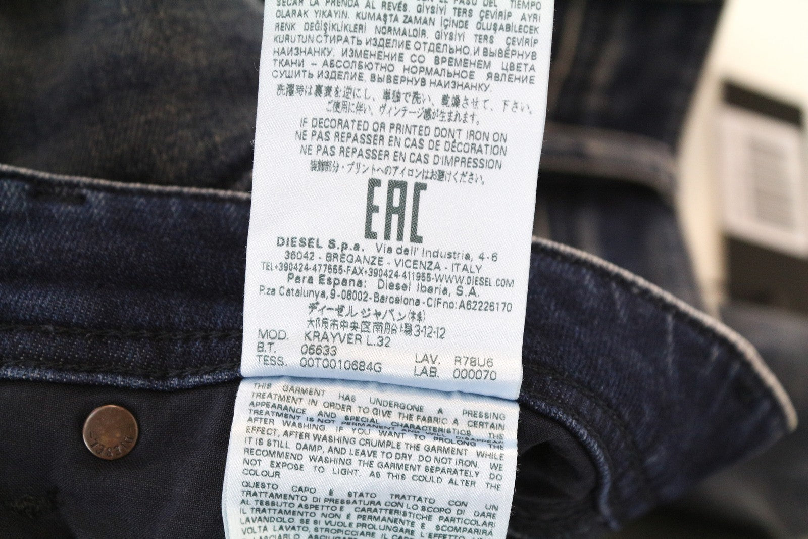 DIESEL Krayver R78U6 Men Jeans W28/L32 Slim Carrot Blue Cotton Stretch Washed