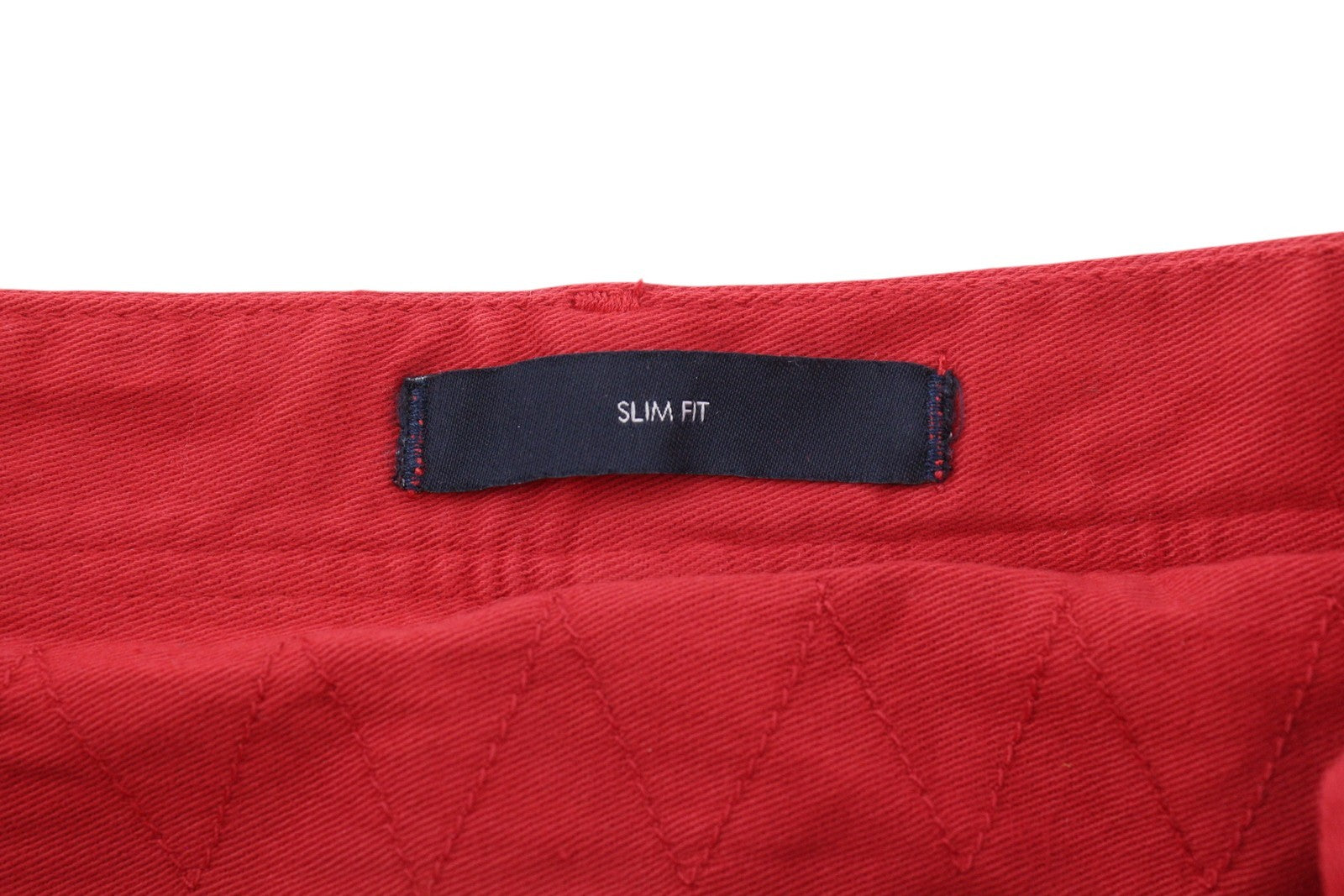 TOMMY HILFIGER Twill Stretch Men Trousers W32 Chino Pleated Slim Fit Zip Red