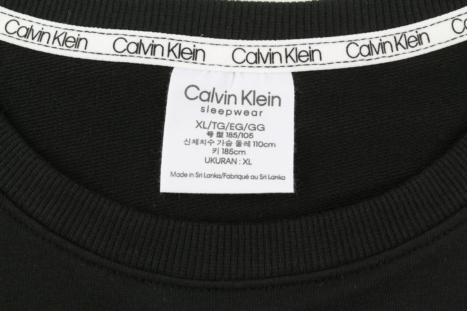 CALVIN KLEIN Men Sweatshirt XL Black Pull On Crew Neck Embroidered Front Logo