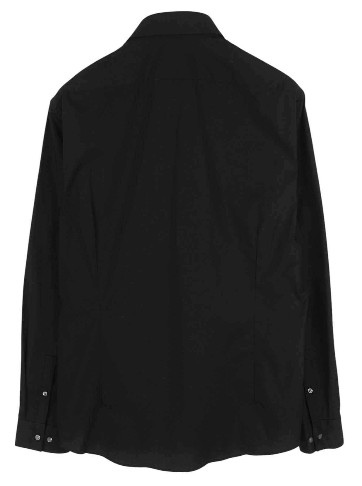 CALVIN KLEIN Poplin Stretch Slim Men Formal Shirt XL Black Button Spread Neck
