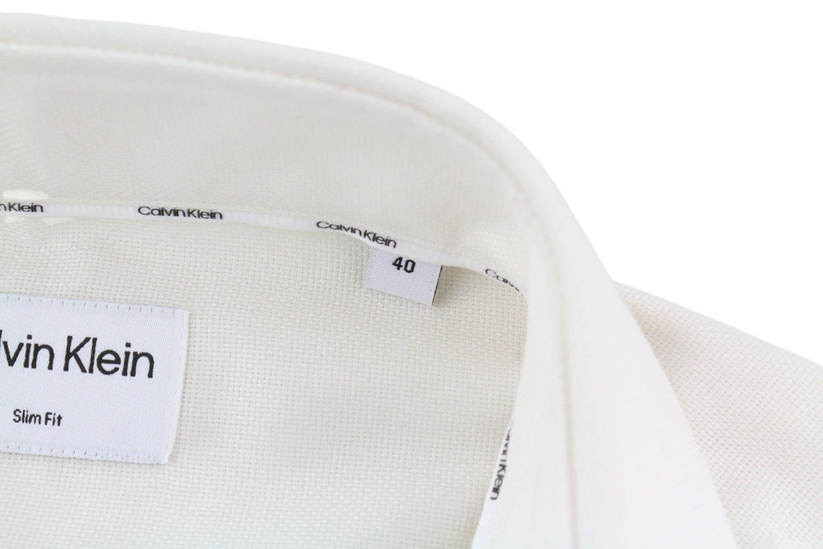 CALVIN KLEIN Tructure Solid Slim Men Formal Shirt L White Button-Up Cutaway