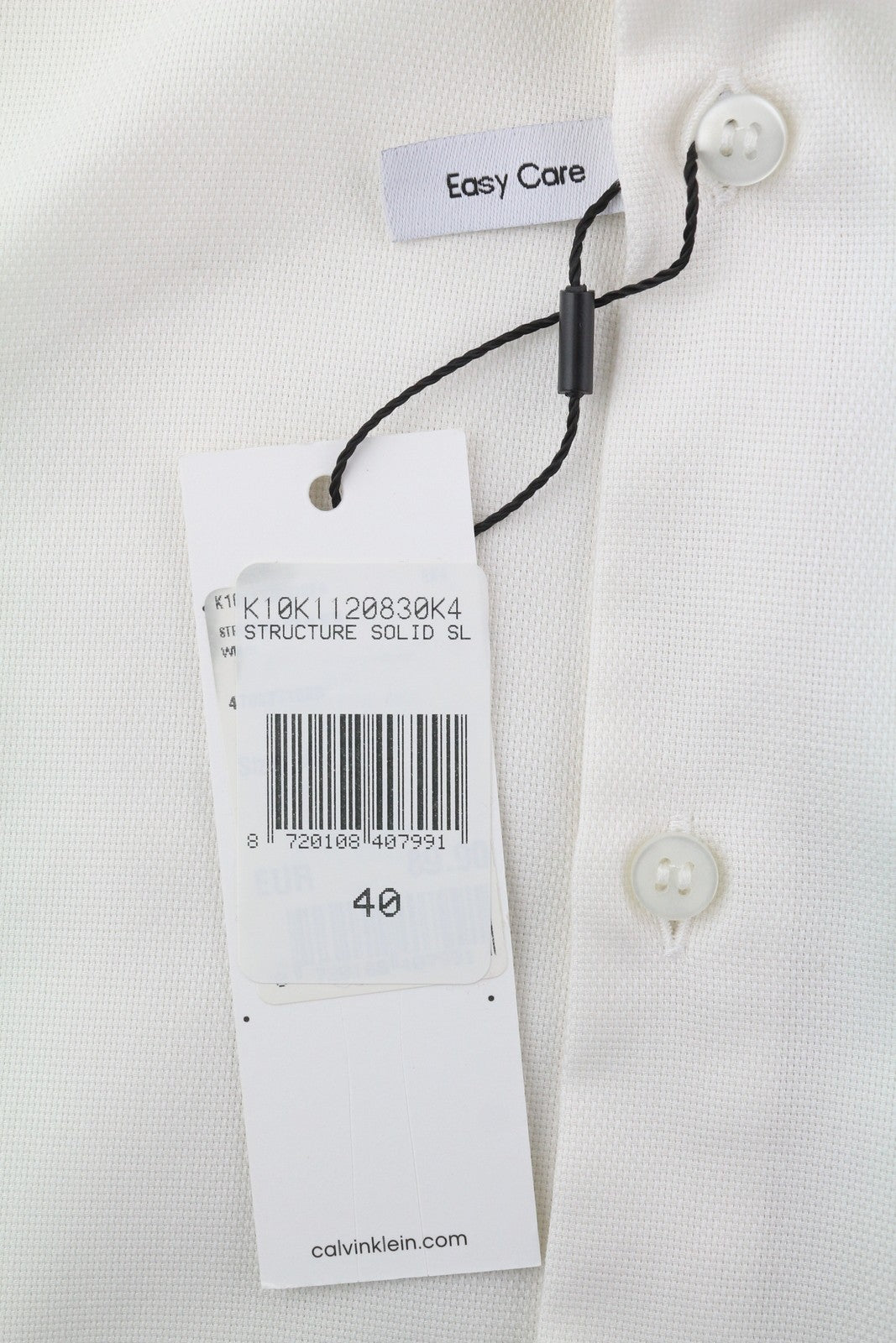 CALVIN KLEIN Tructure Solid Slim Men Formal Shirt L White Button-Up Cutaway