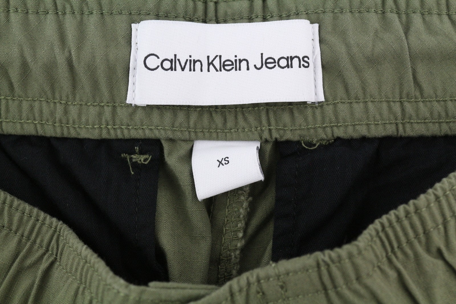 CALVIN KLEIN Essential Regular Men Trousers XS Green Cargo Elastic Waist