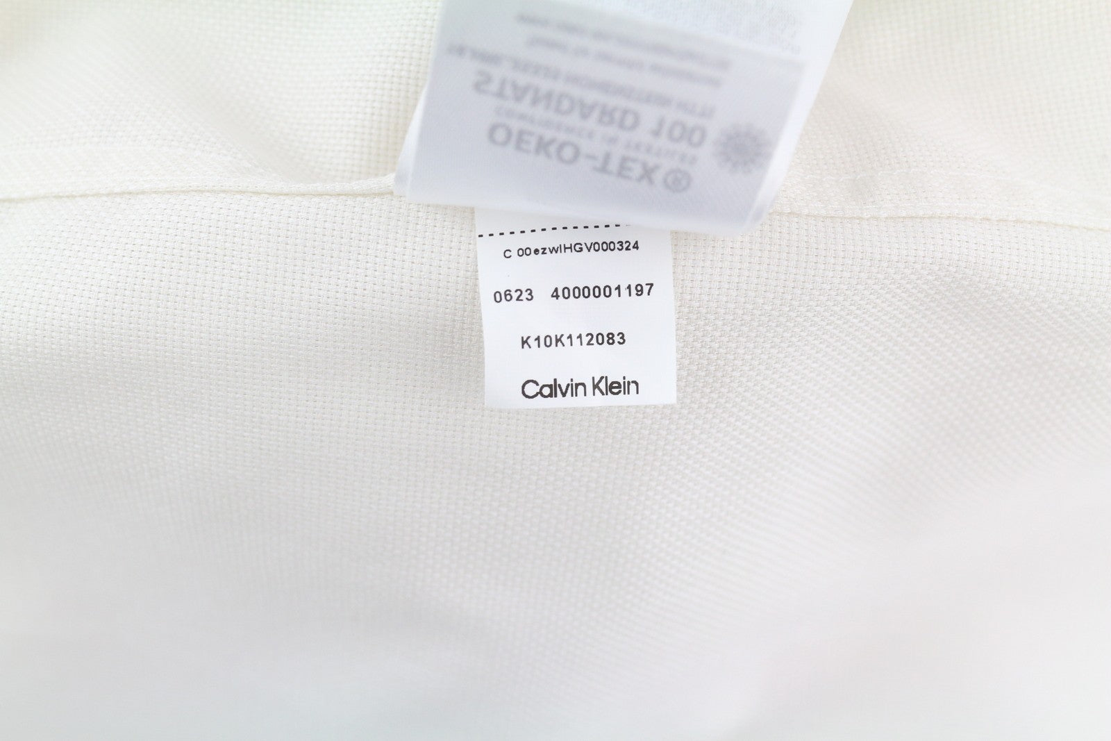 CALVIN KLEIN Structure Solid Slim Men Formal Shirt L White Button Cotton Spread