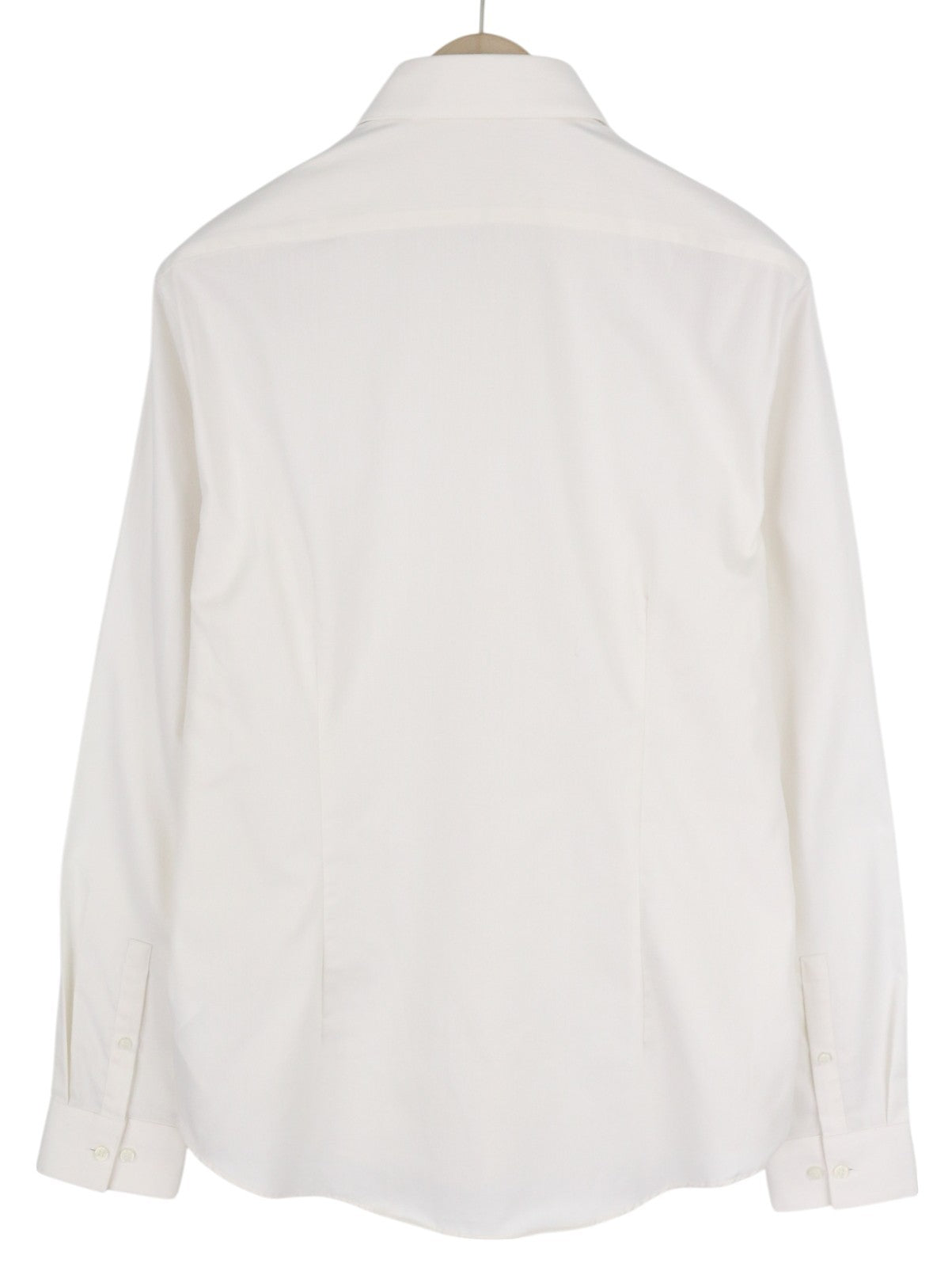 CALVIN KLEIN Structure Solid Slim Men Formal Shirt L White Button Cotton Spread