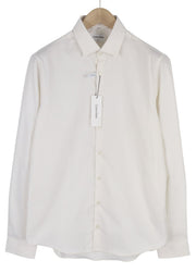 CALVIN KLEIN Structure Solid Slim Men Formal Shirt L White Button Spread Neck