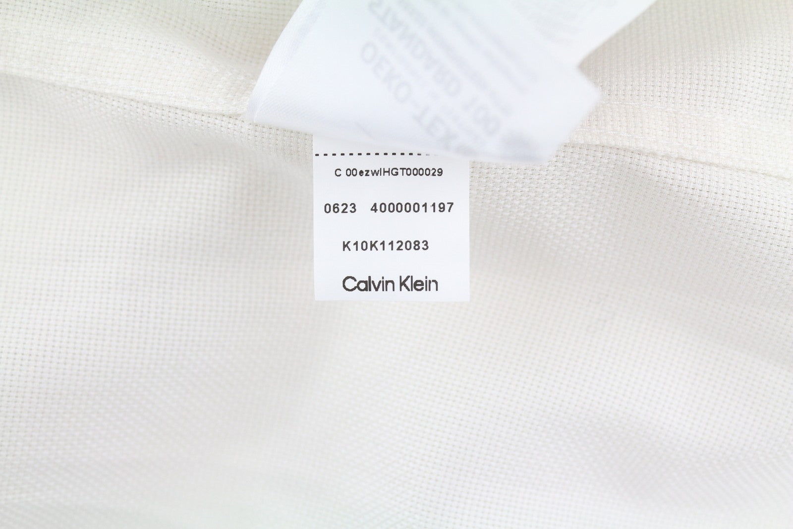 CALVIN KLEIN Structure Solid Slim Men Formal Shirt L White Button Spread Neck