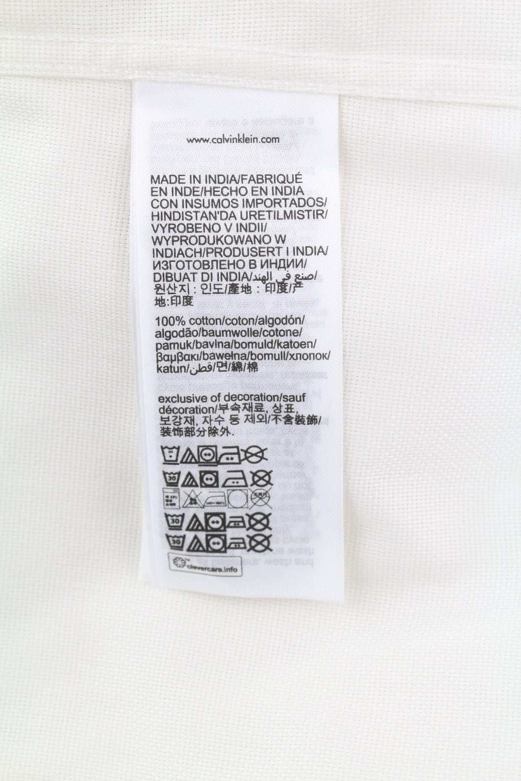 CALVIN KLEIN Structure Solid Slim Men Formal Shirt XL White Button Spread Neck