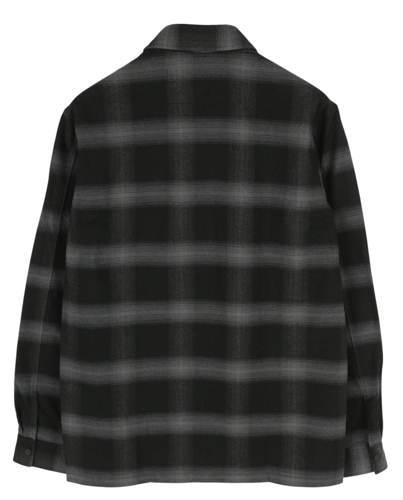 CALVIN KLEIN Twill Fleece Check Jacket M Black Overshirt Snap Buttons Spread