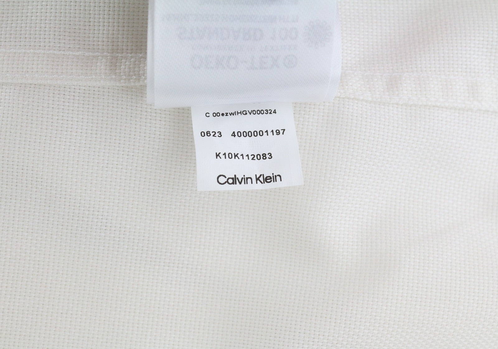 CALVIN KLEIN Structure Solid Slim Men Shirt L Off White Cotton Button-Up Light