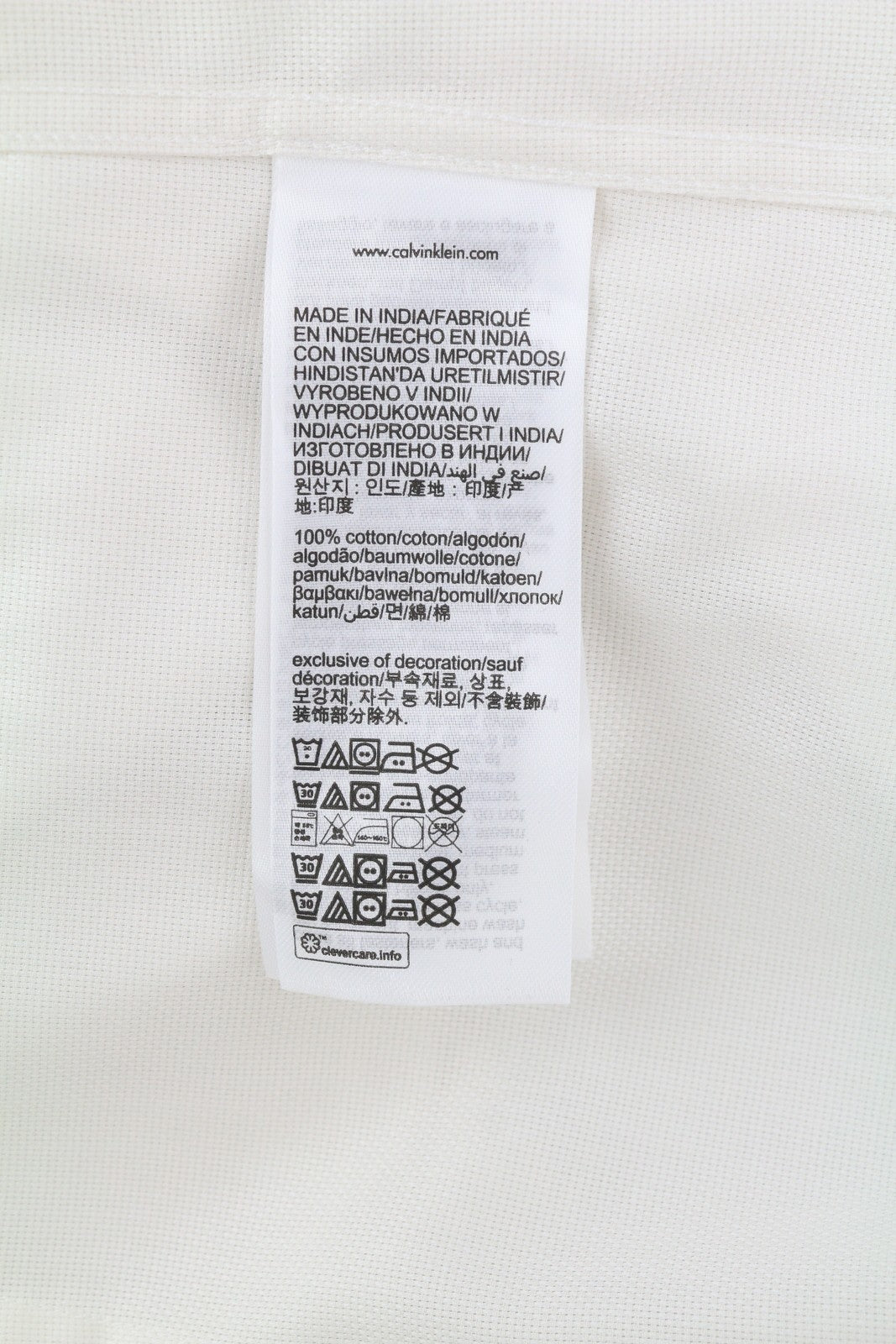 CALVIN KLEIN Structure Solid Slim Men Shirt L Off White Cotton Button-Up Light