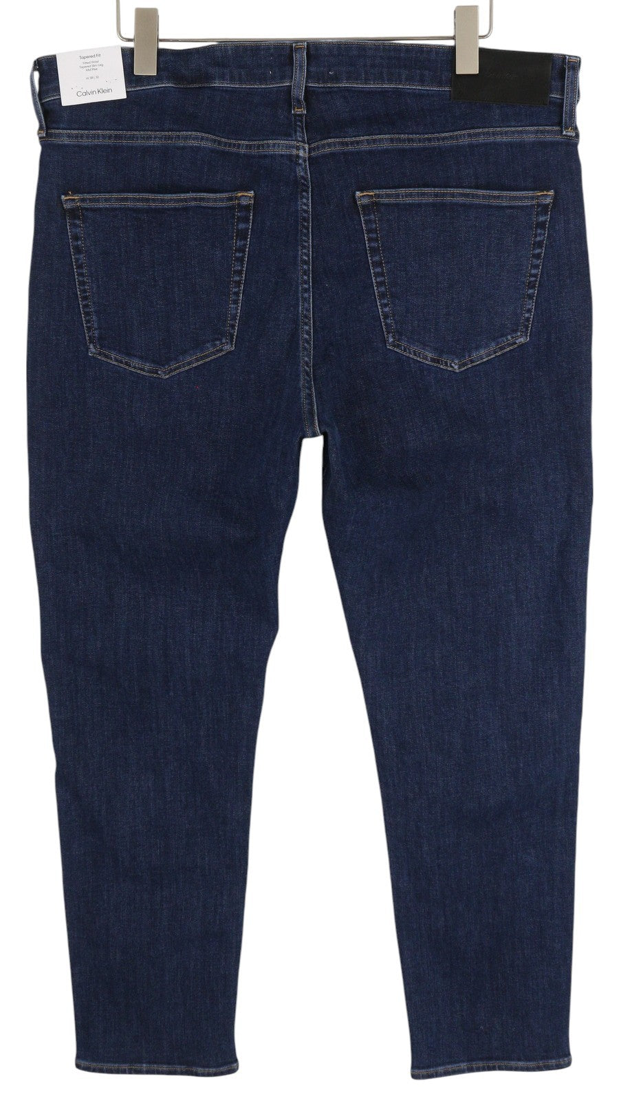 CALVIN KLEIN Tapered Dark Blue Men Jeans W38/L32 Stretch Zip Fly Pockets Denim