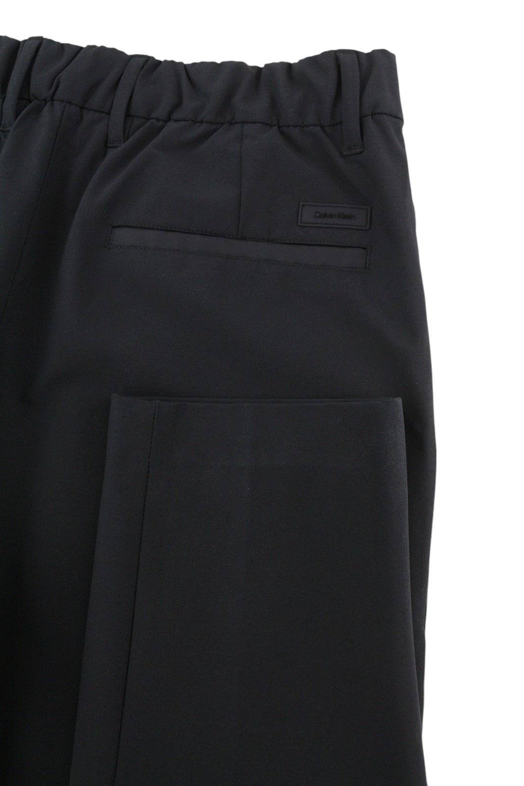 CALVIN KLEIN Crinkle Tech Stretch Men Trousers S Black Slim Fit Elastic Waist
