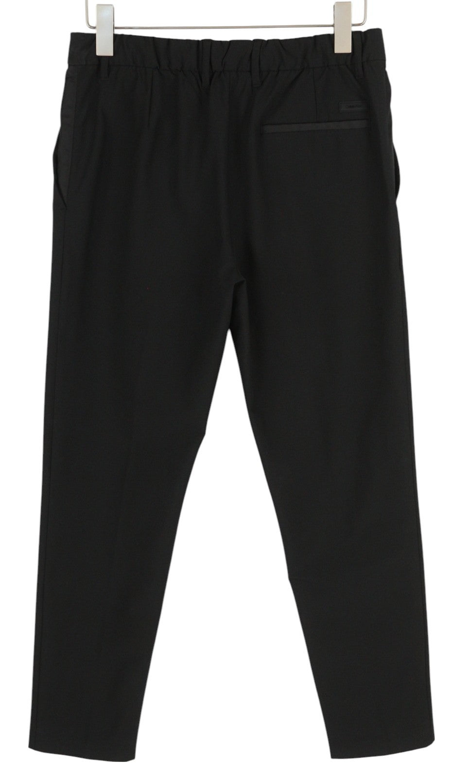 CALVIN KLEIN Crinkle Tech Stretch Men Trousers XL Black Slim Fit Elastic Waist