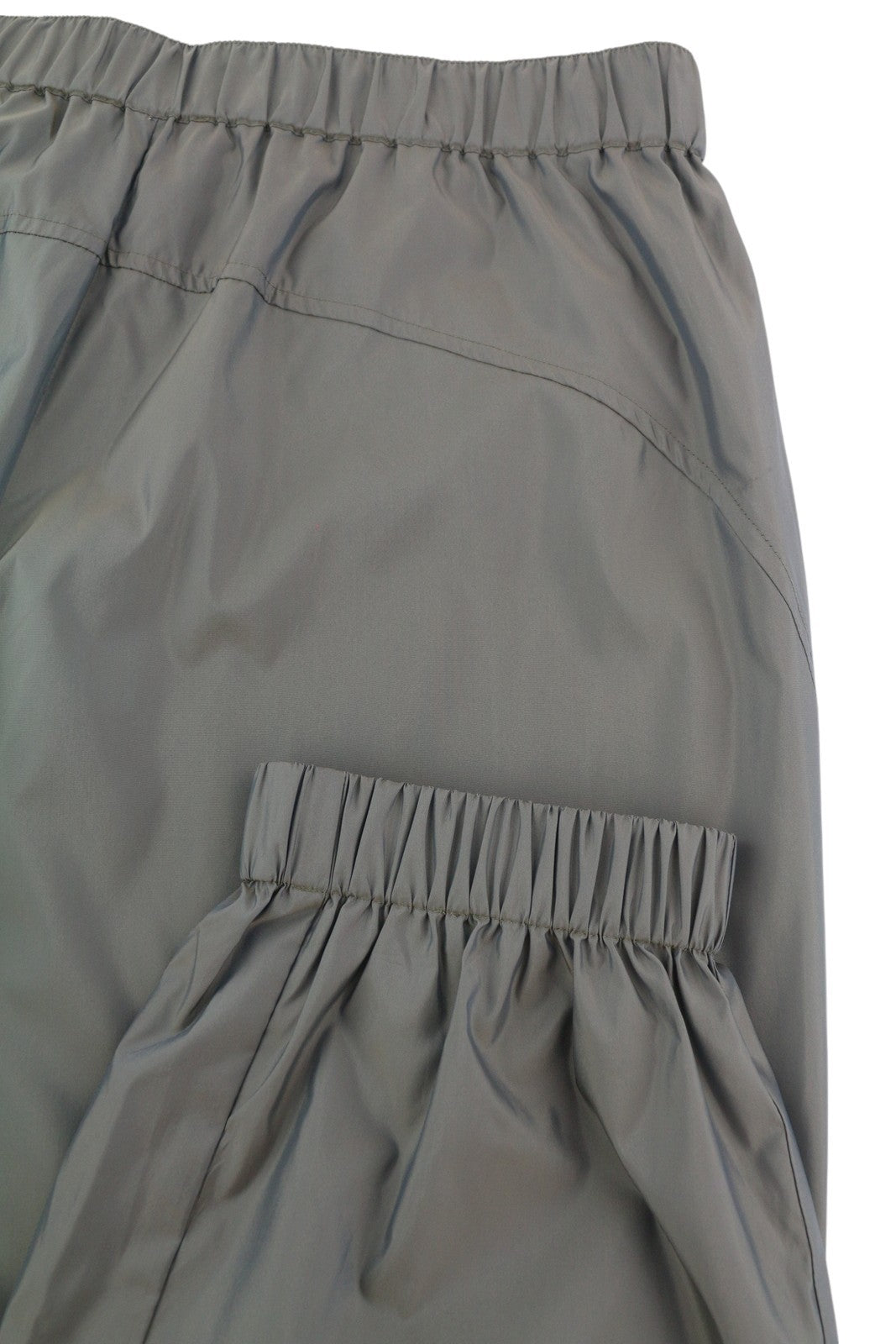 CALVIN KLEIN Men Trousers L Grey Elastic Waist Shiny Look Thin Track Zip Cargo