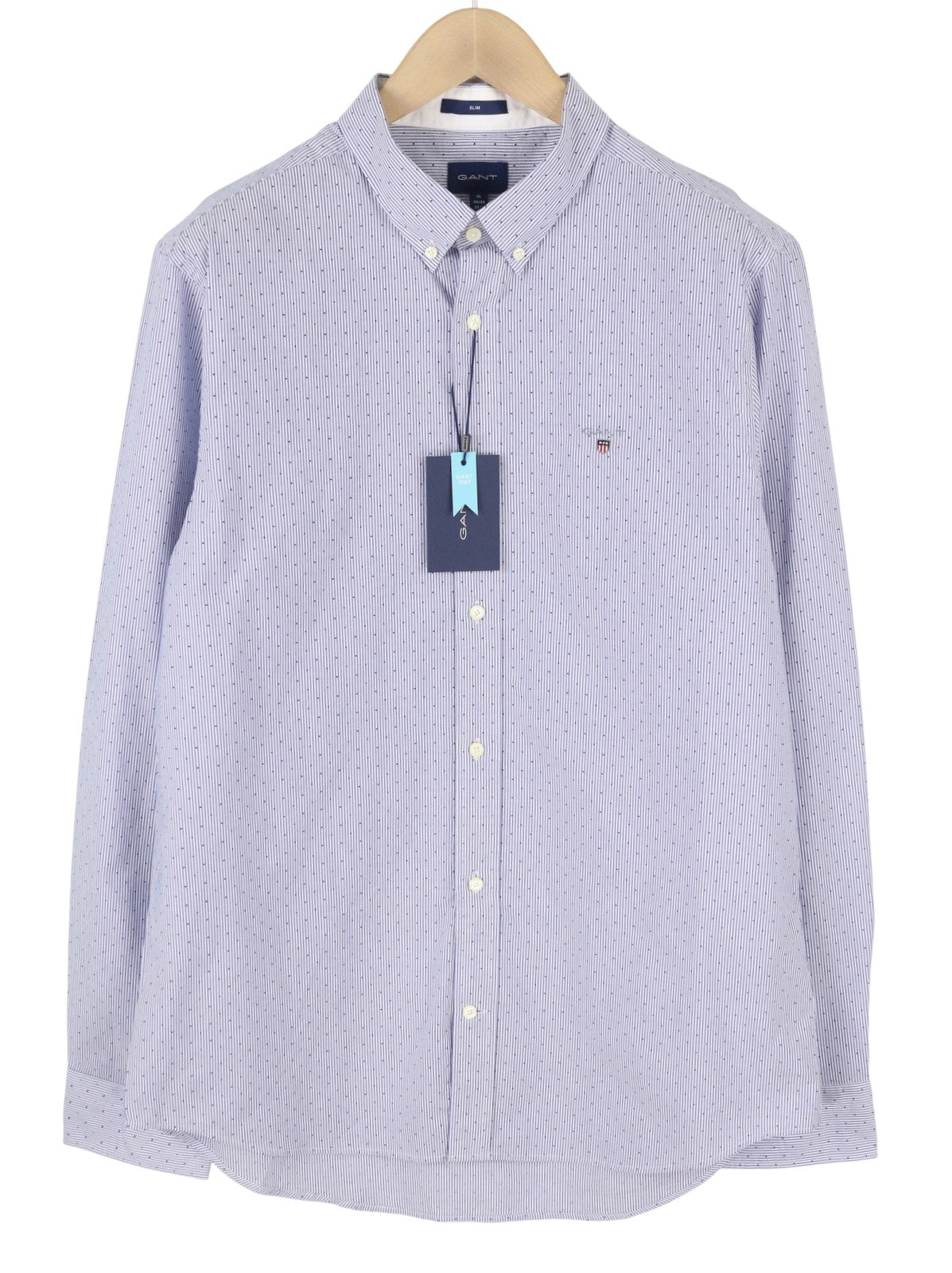 GANT Slim Banker Bot Men Shirt S College Blue Button-Down Logo Casual