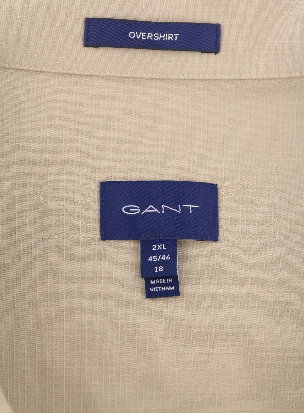 GANT Ripstop Overshirt Men Jacket 2XL Plaza Taupe Button Patch Pocket Light