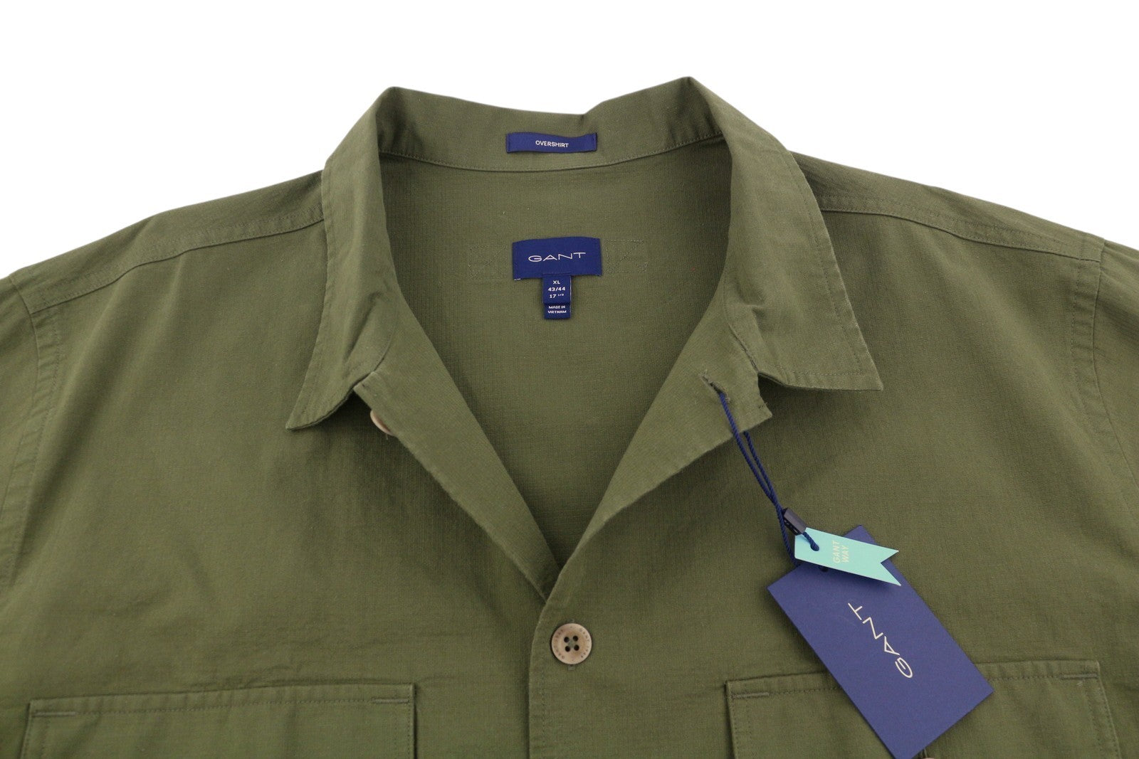GANT Ripstop Overshirt Men Jacket XL Racing Green Button Pocket Light