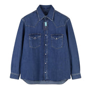 GANT Rel Denim Western Town Men Shirt L Mid Blue Snap Buttons Casual