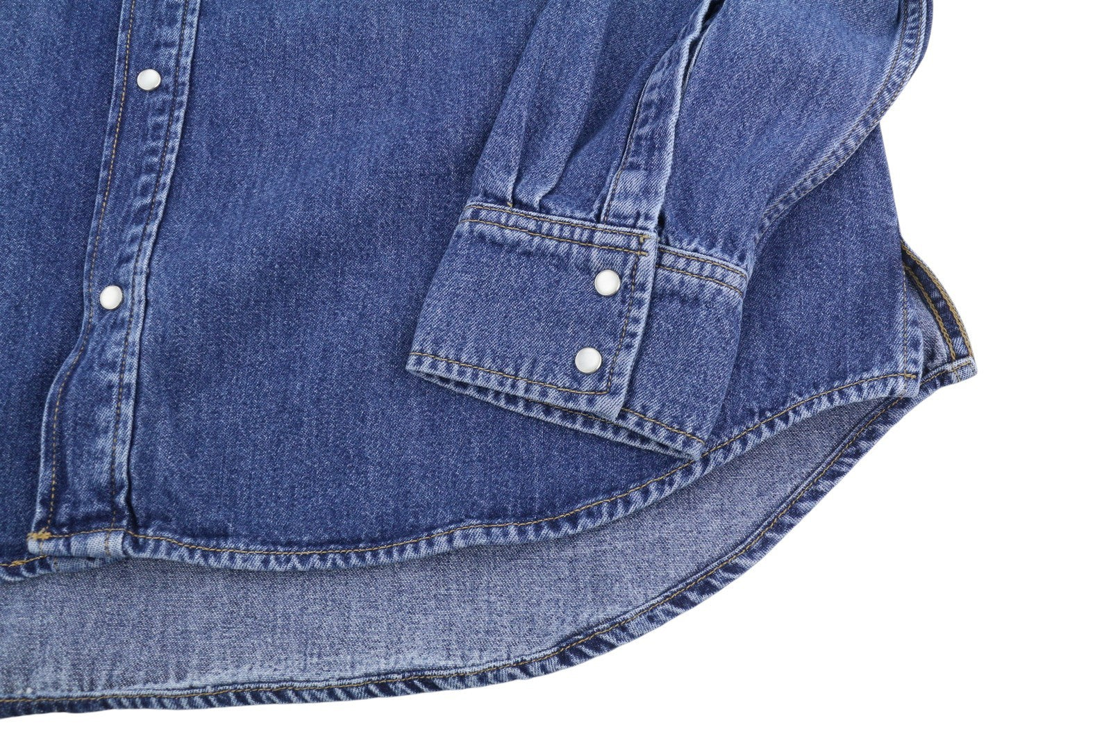 GANT Rel Denim Western Town Men Shirt L Mid Blue Snap Buttons Casual