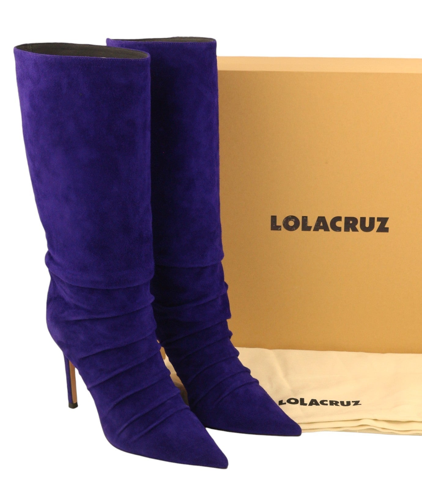 LOLA CRUZ Fayet Women Heel EU36 Blue Suede Leather Crinkled Effect RRP377