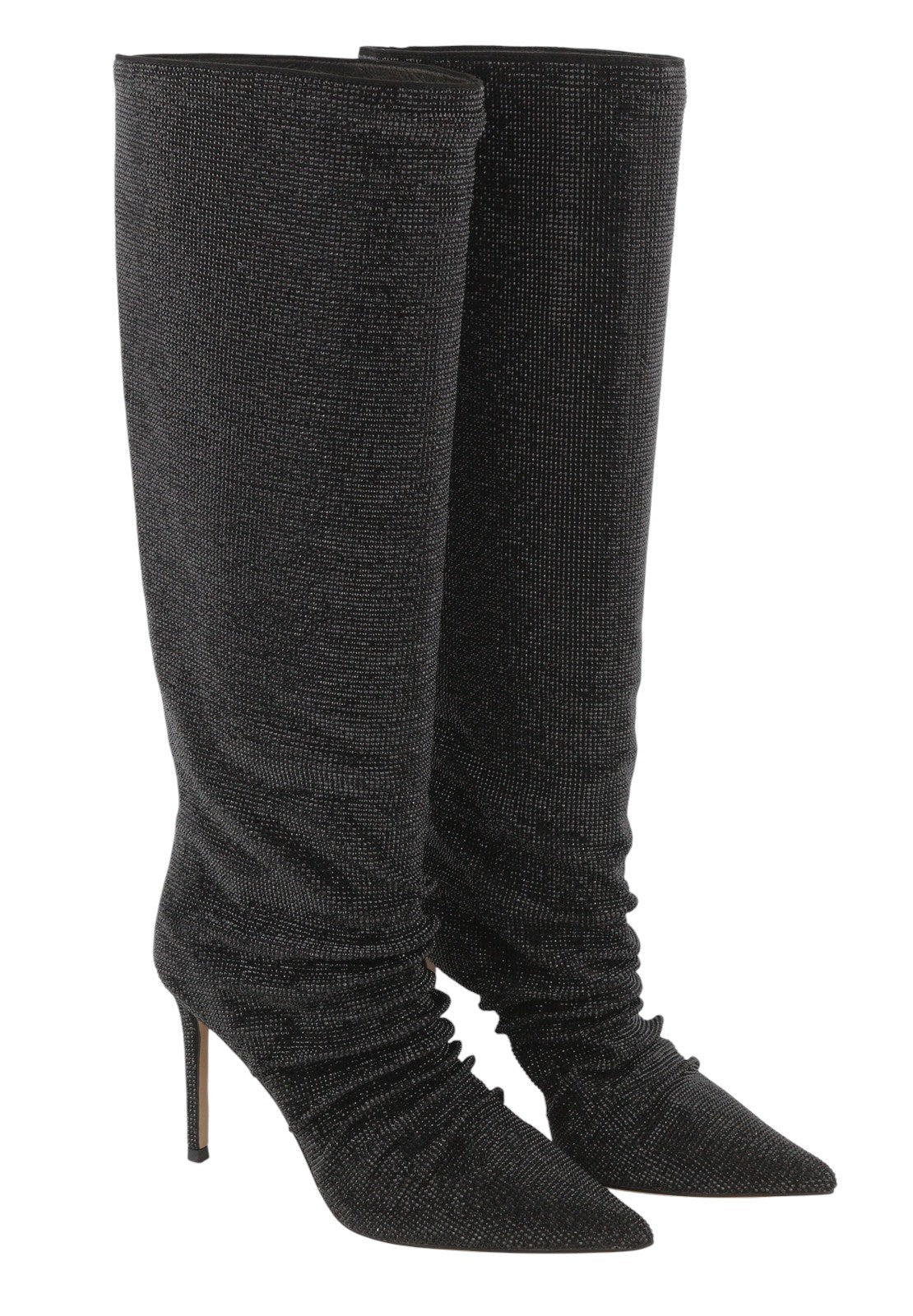 LOLA CRUZ Lievin Women Heel EU37 Black Leather Glitter Crinkled Effect