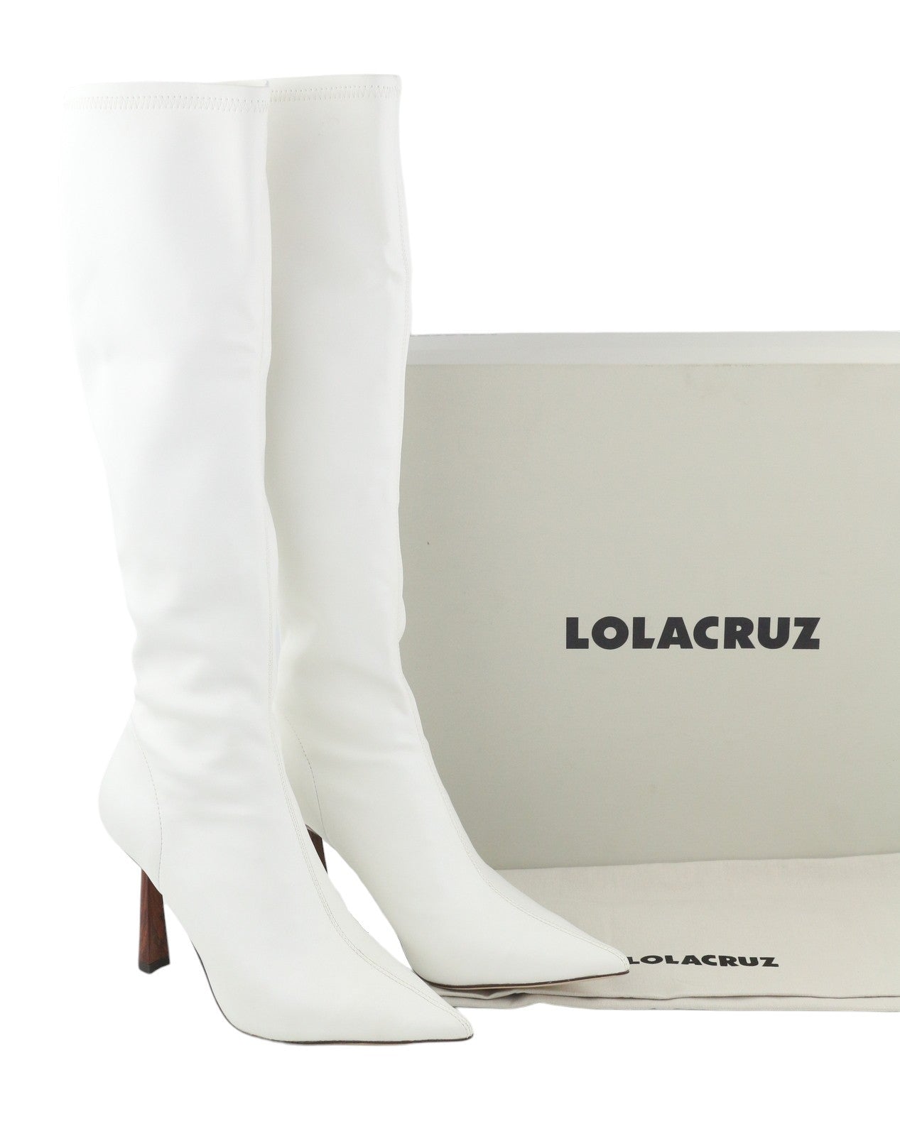 LOLA CRUZ Naf Women Boots EU38 White Eco Leather Pointed Heel RRP285