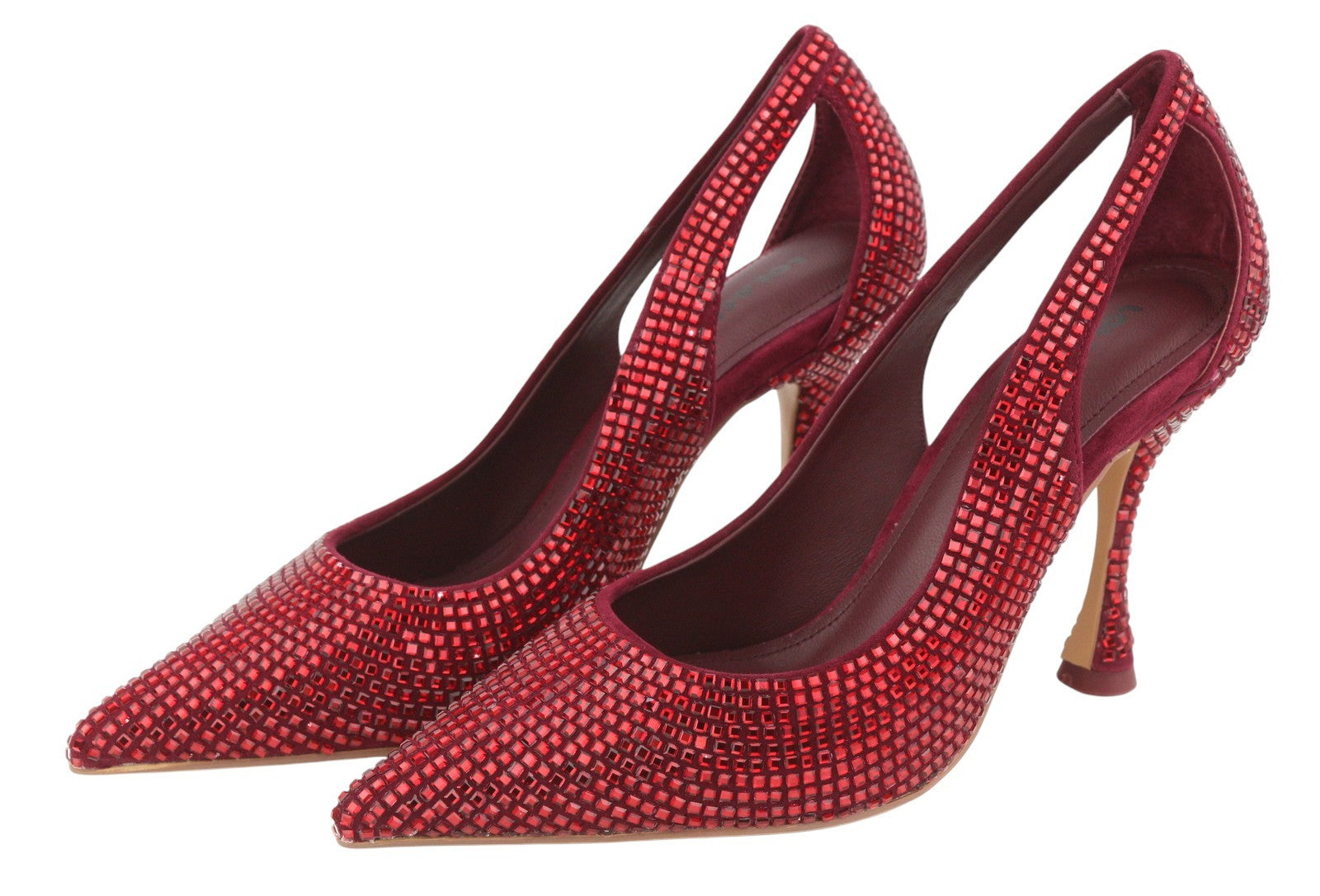 LOLA CRUZ Nowa Women Heel EU36 Red Leather Crystal Pointed Toe RRP235