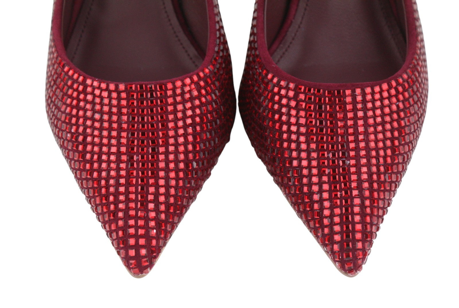 LOLA CRUZ Nowa Women Heel EU36 Red Leather Crystal Pointed Toe RRP235