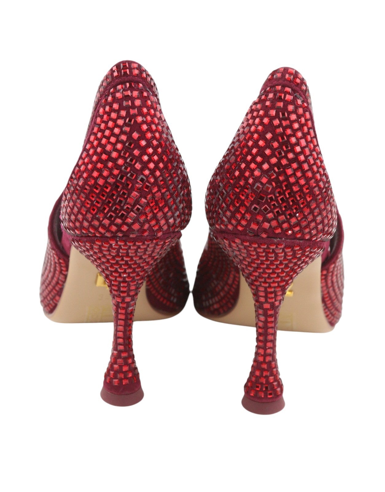 LOLA CRUZ Nowa Women Heel EU36 Red Leather Crystal Pointed Toe RRP235