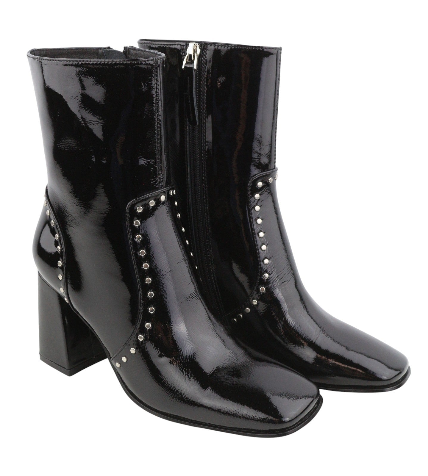 BIBI LOU Pola Women Boots EU37 Black Patent Leather Square Toe Heels