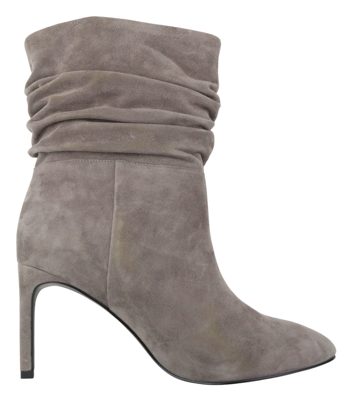 BIBI LOU Women Boots EU40 Grey Suede Leather Crinkled Almond Toe Heels