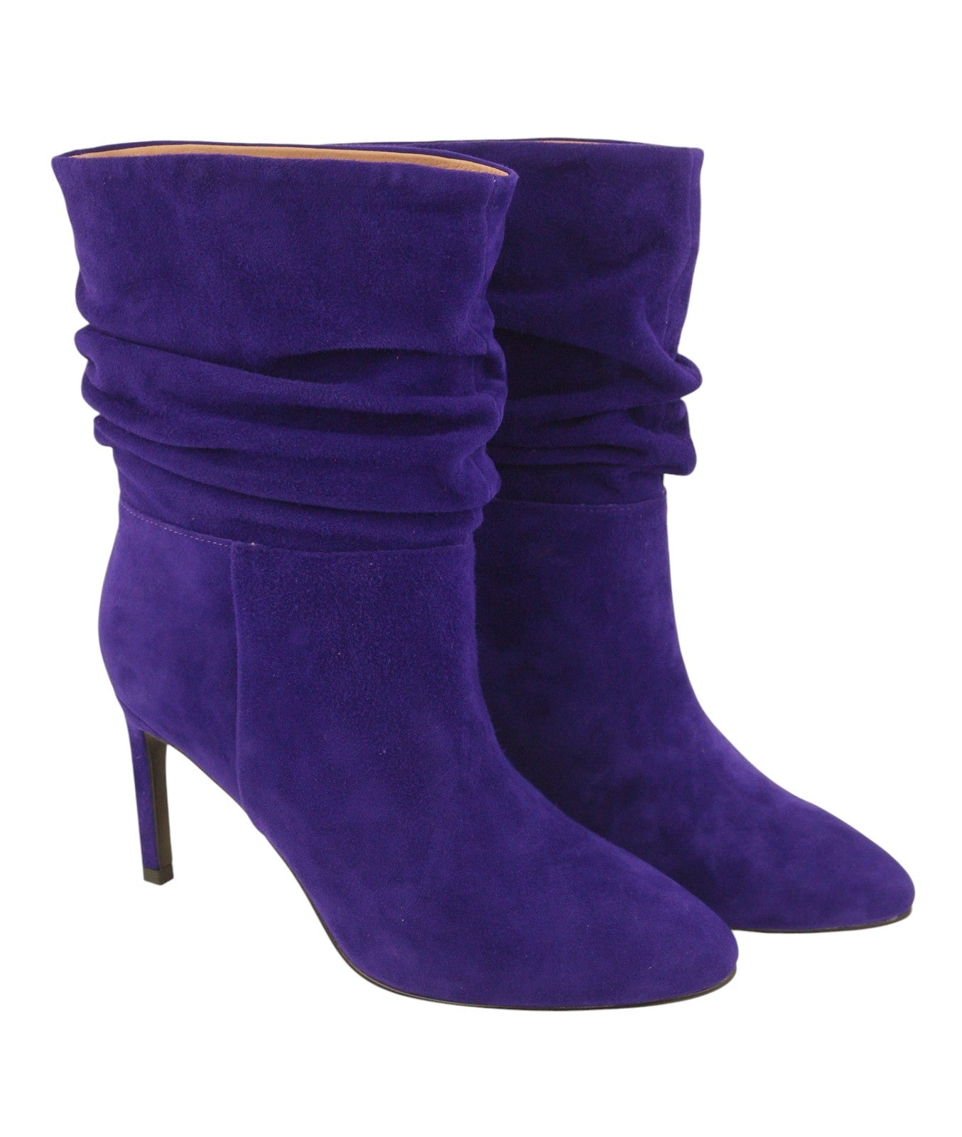 BIBI LOU Women Boots EU38 Blue Suede Leather Crinkled Almond Toe Heels