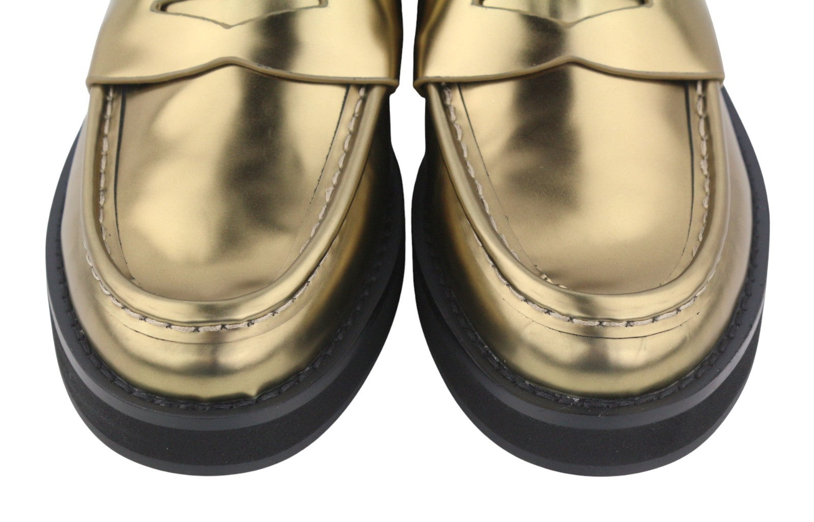 BIBI LOU Jaya Women Flats EU37 Gold Leather Chunky Slip On RRP199