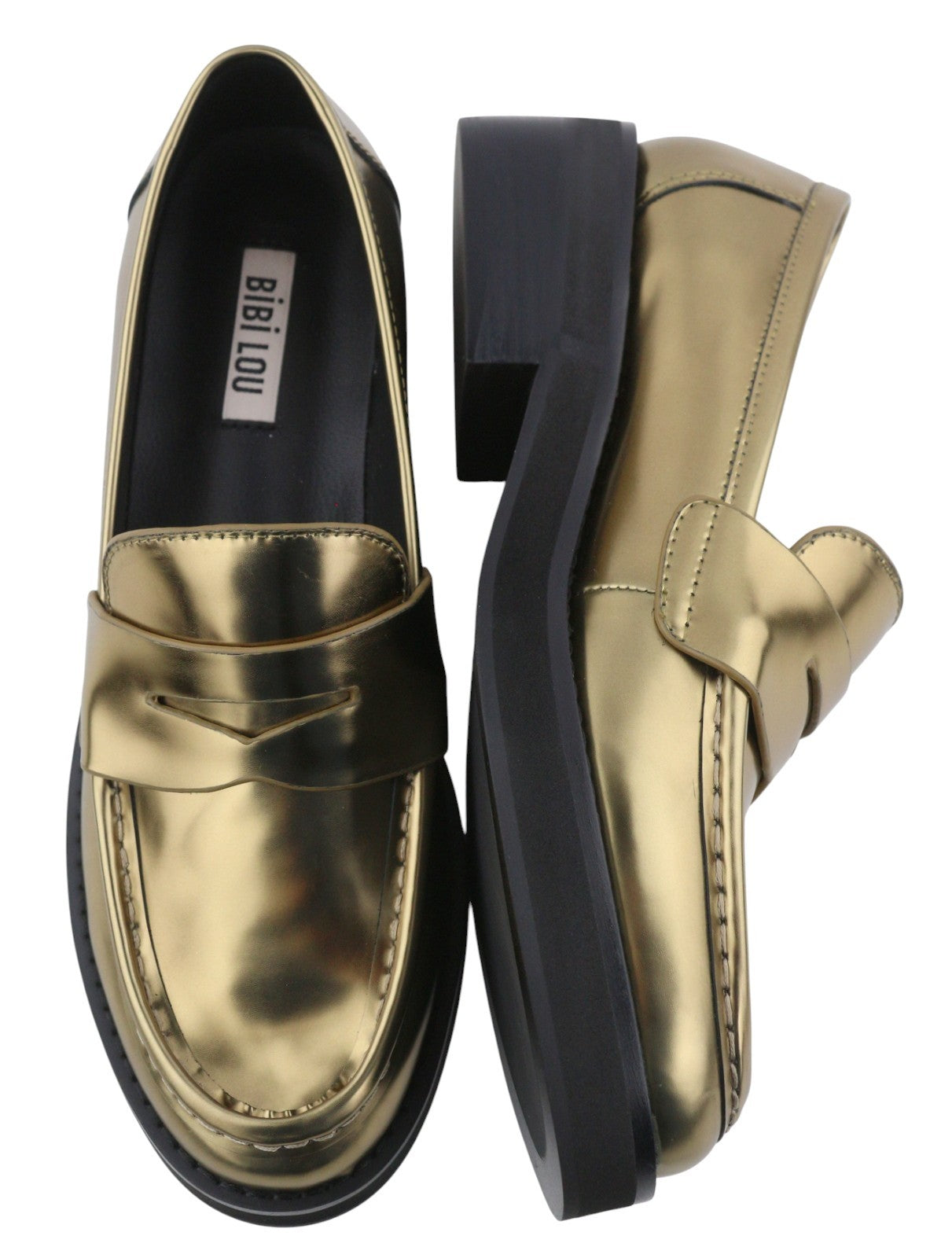 BIBI LOU Jaya Women Flats EU37 Gold Leather Chunky Slip On RRP199