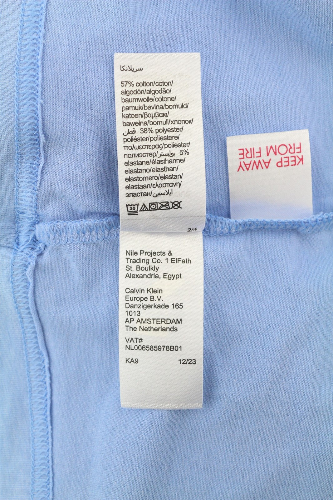CALVIN KLEIN Crew Neck Men T-Shirt M Blue Short Sleeve Tricot Stretchy Logo