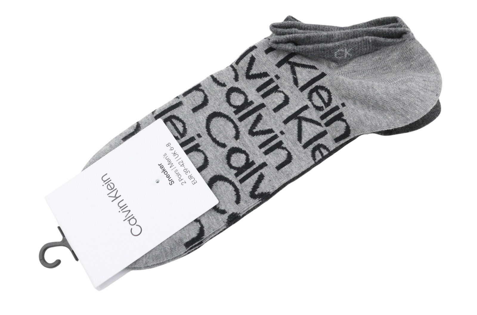 CALVIN KLEIN Sneaker Men Socks EU39/42 Mid Grey Melange Logo 2 Pack Unisex